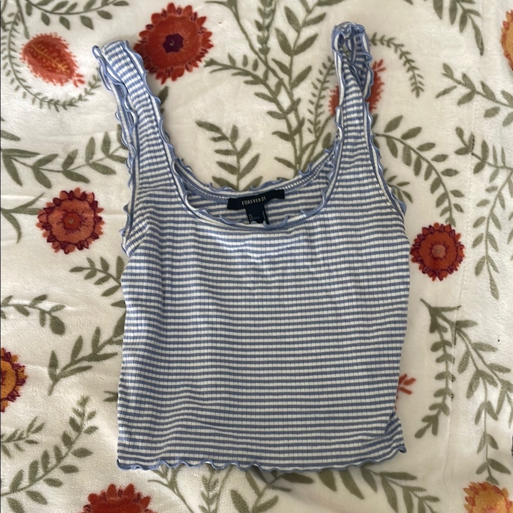 Forever 21 Blue Striped Women's Top